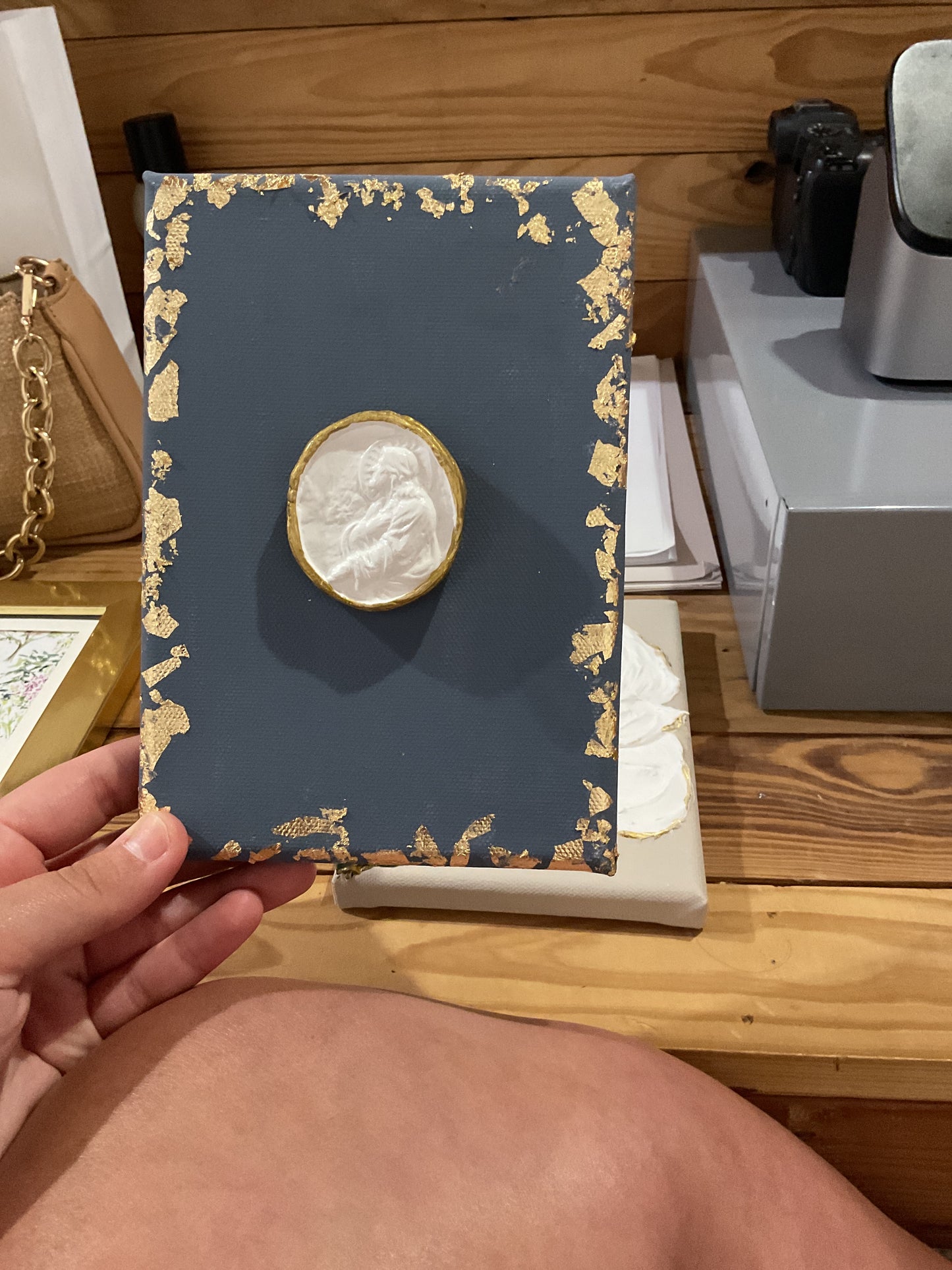 Intaglio Art, Navy Gold