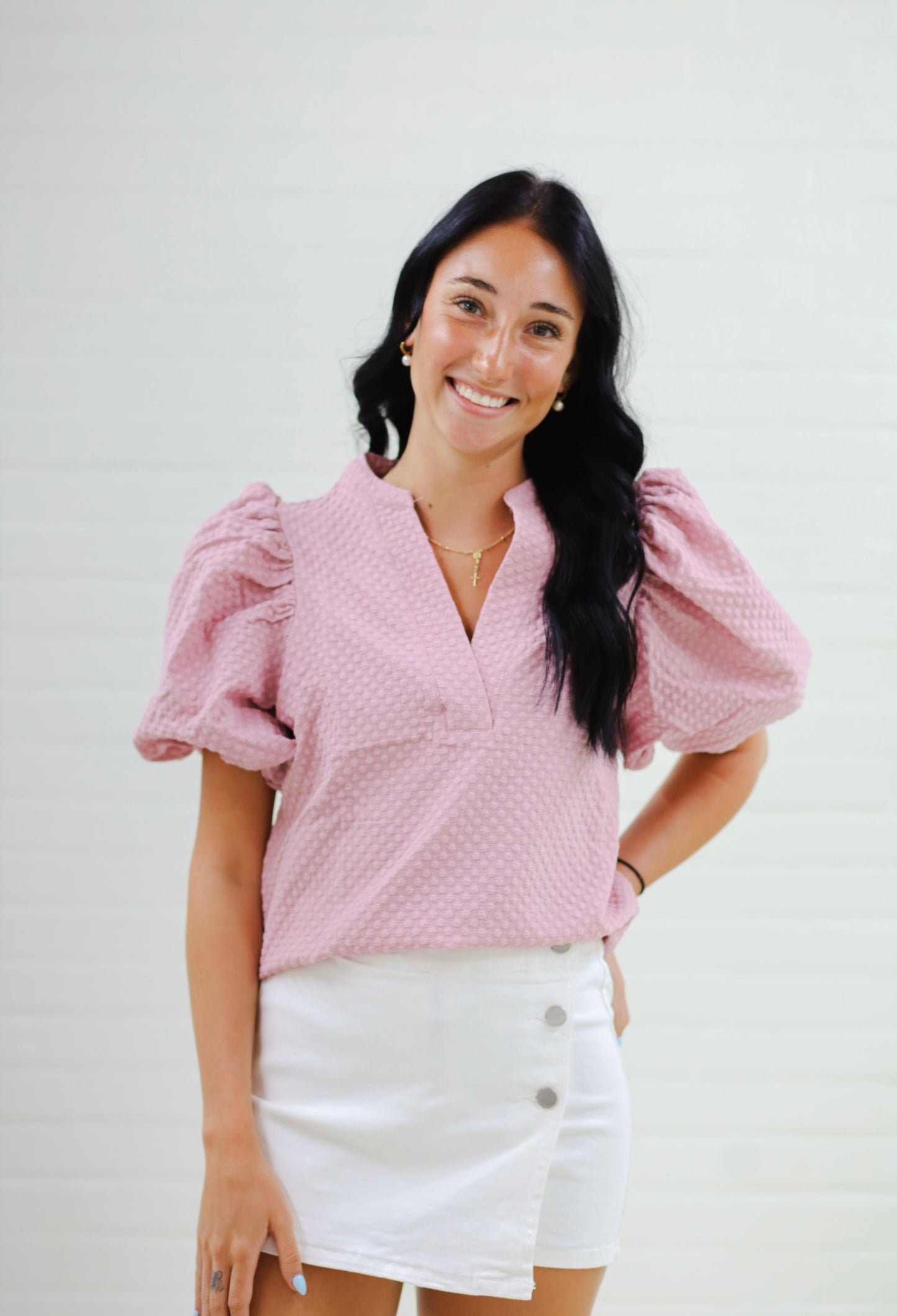 Sabrina Puff Sleeve Top, BLUSH
