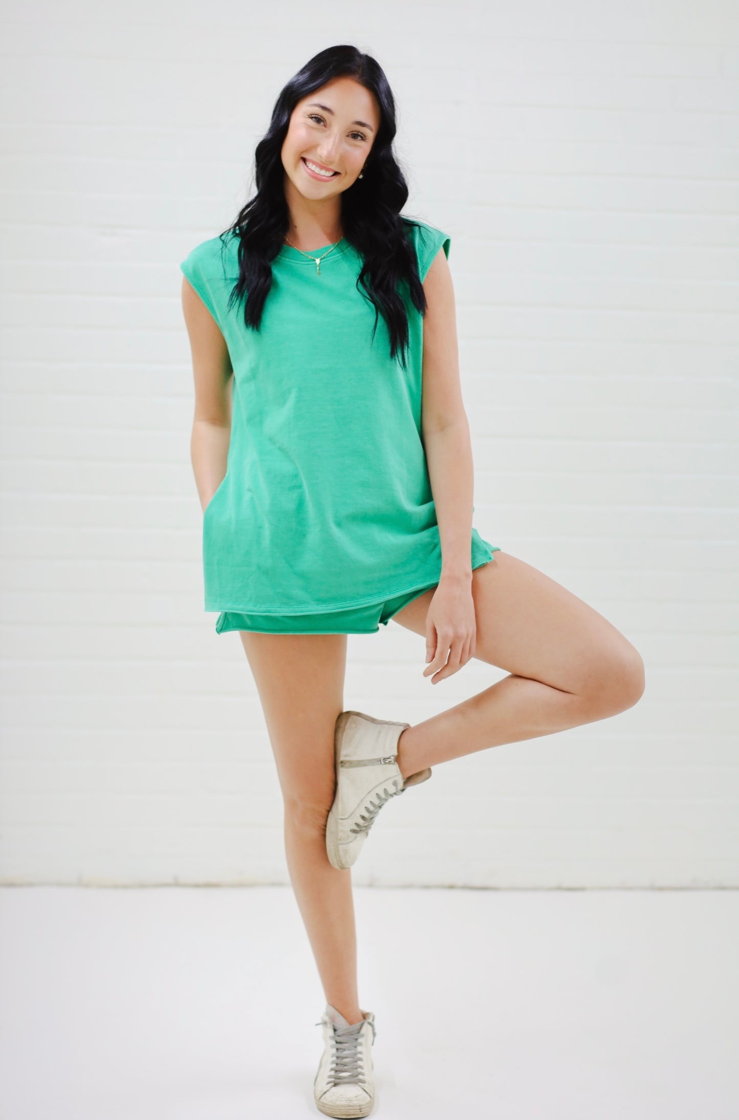 Amber Athletic Shorts, GREEN & BLUE