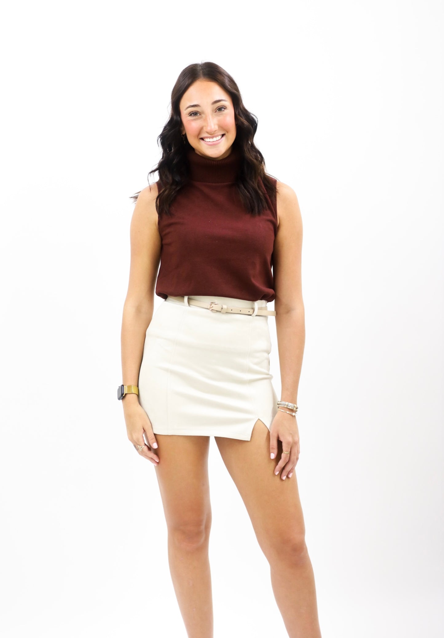 Sarah Suede Skirt, CREAM