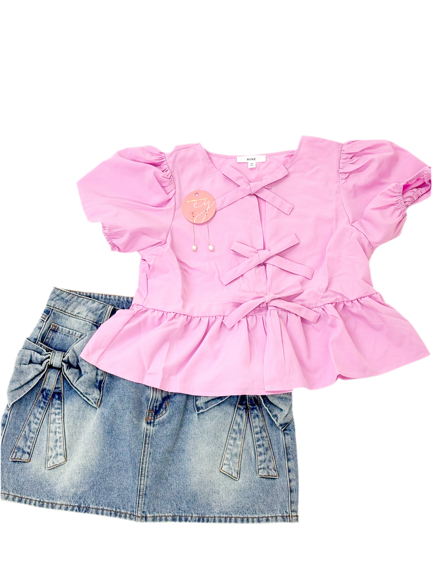Betty Bow Top, BLUE & PINK