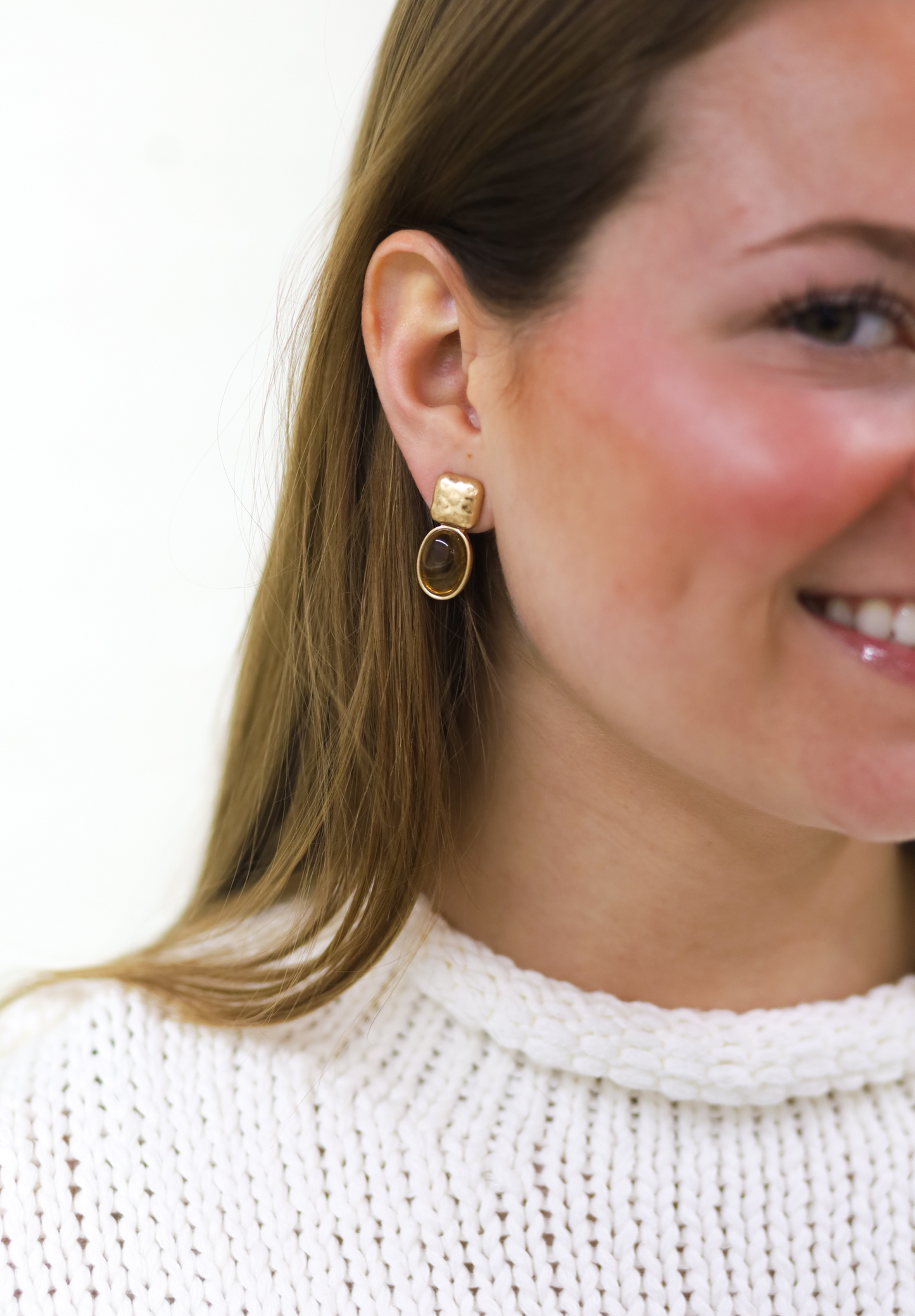 Gold Drop Earring, BROWN