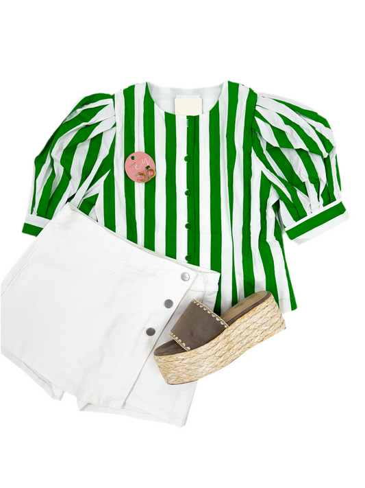 Scarlett Striped Top, GREEN