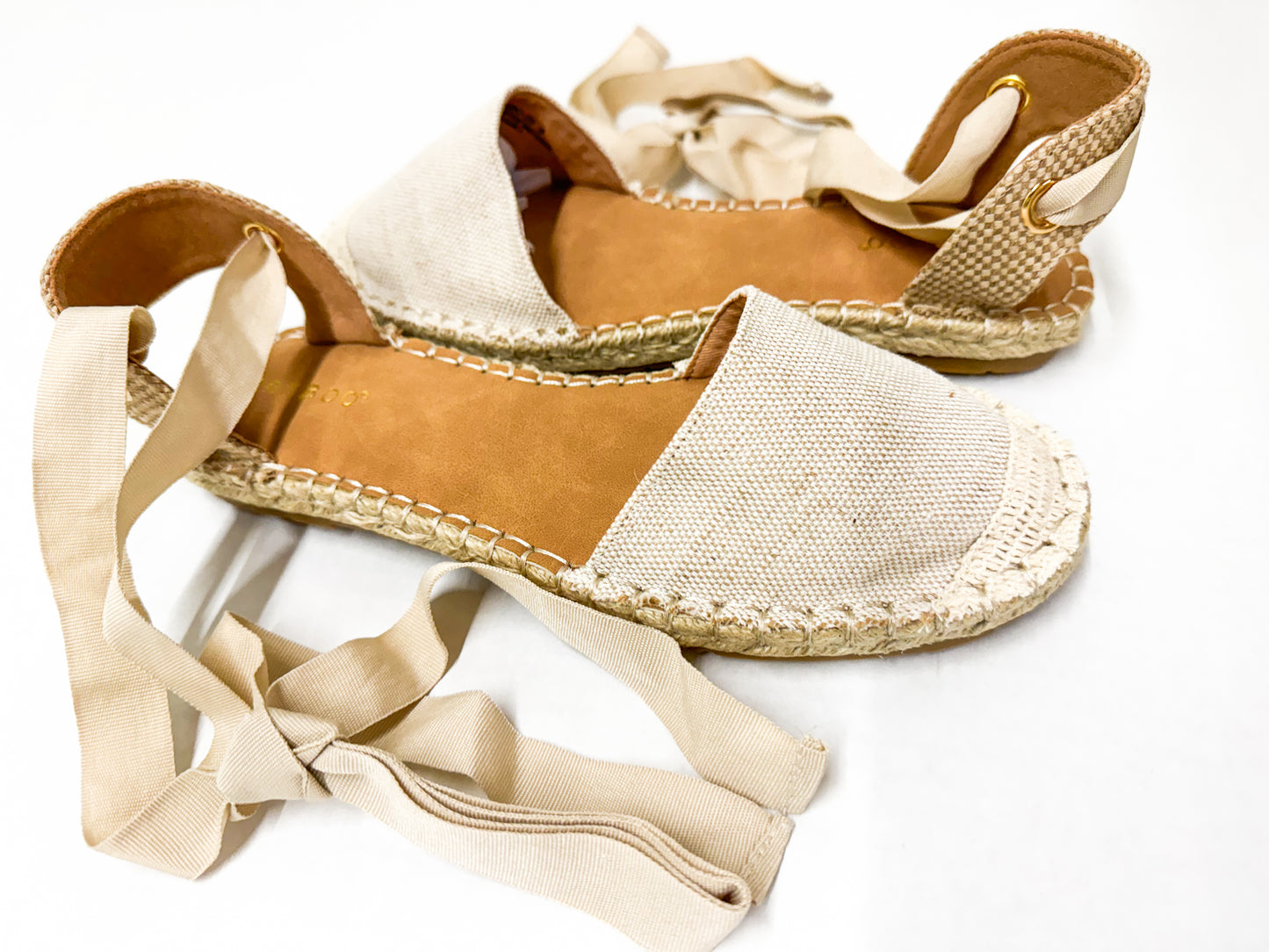 Ribbon Espadrille Flats, CREAM