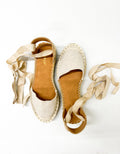 Ribbon Espadrille Flats, CREAM