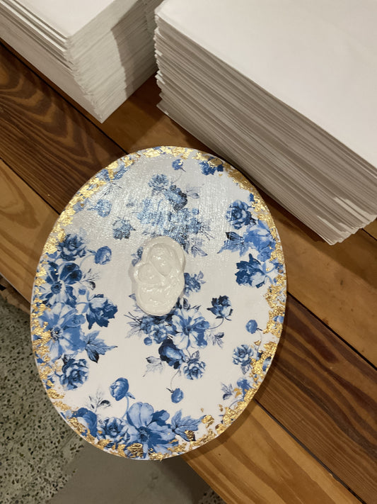 Oval Toile Art, BLUE