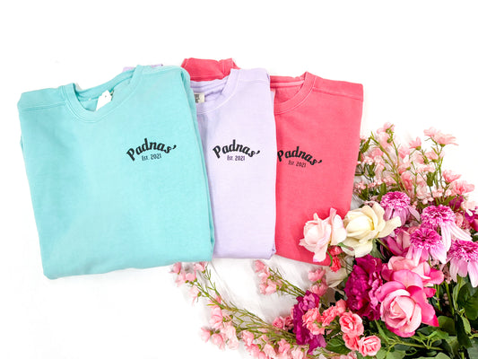 Padnas’ Crewneck, CORAL & TEAL