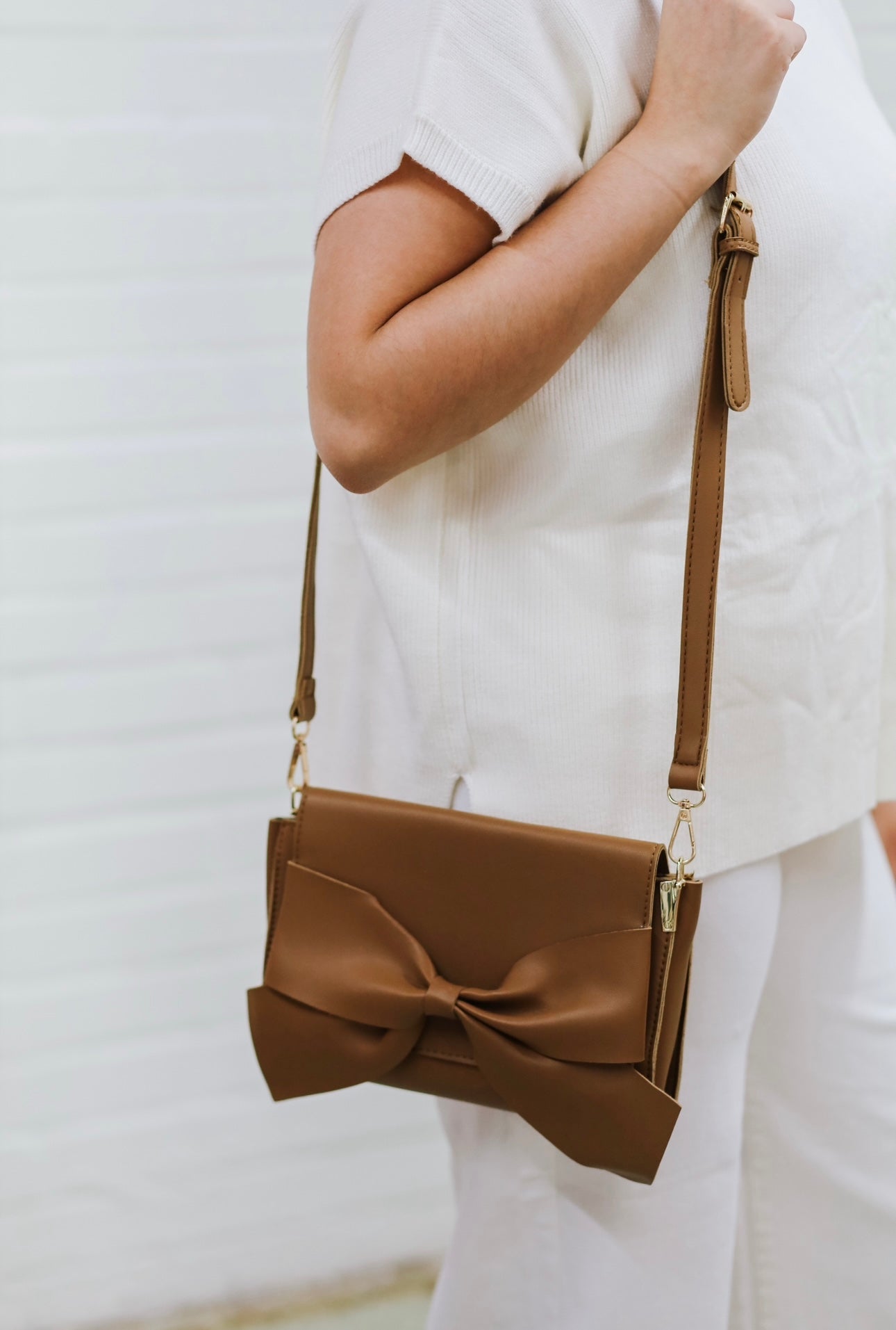 Bow Clutch Purse, BROWN & BLACK