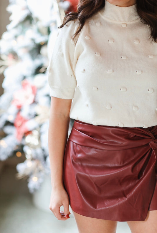 Lizzie Faux Leather Skirt, WINE