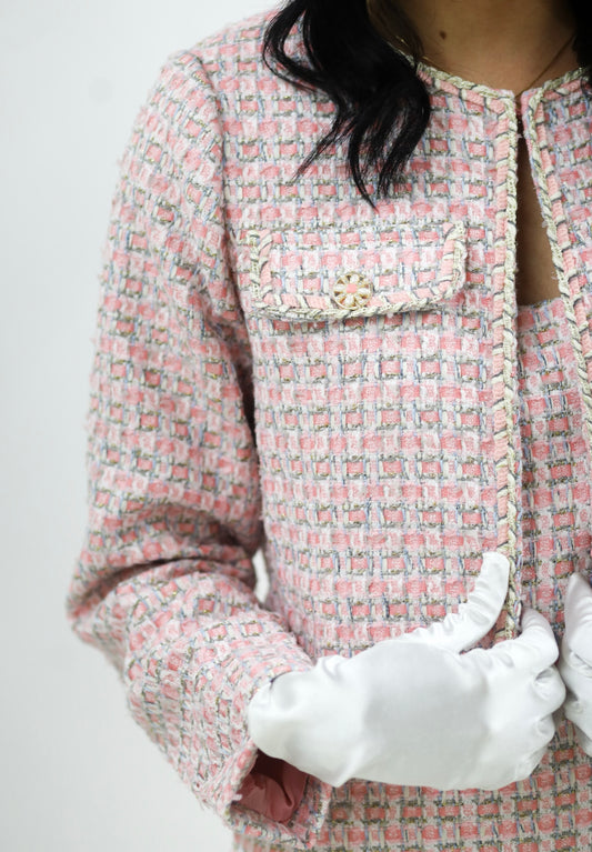 Nicole Tweed Suit Jacket, PINK