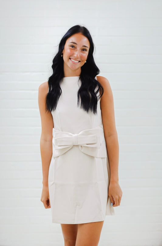 Becca Bow Dress, CREAM