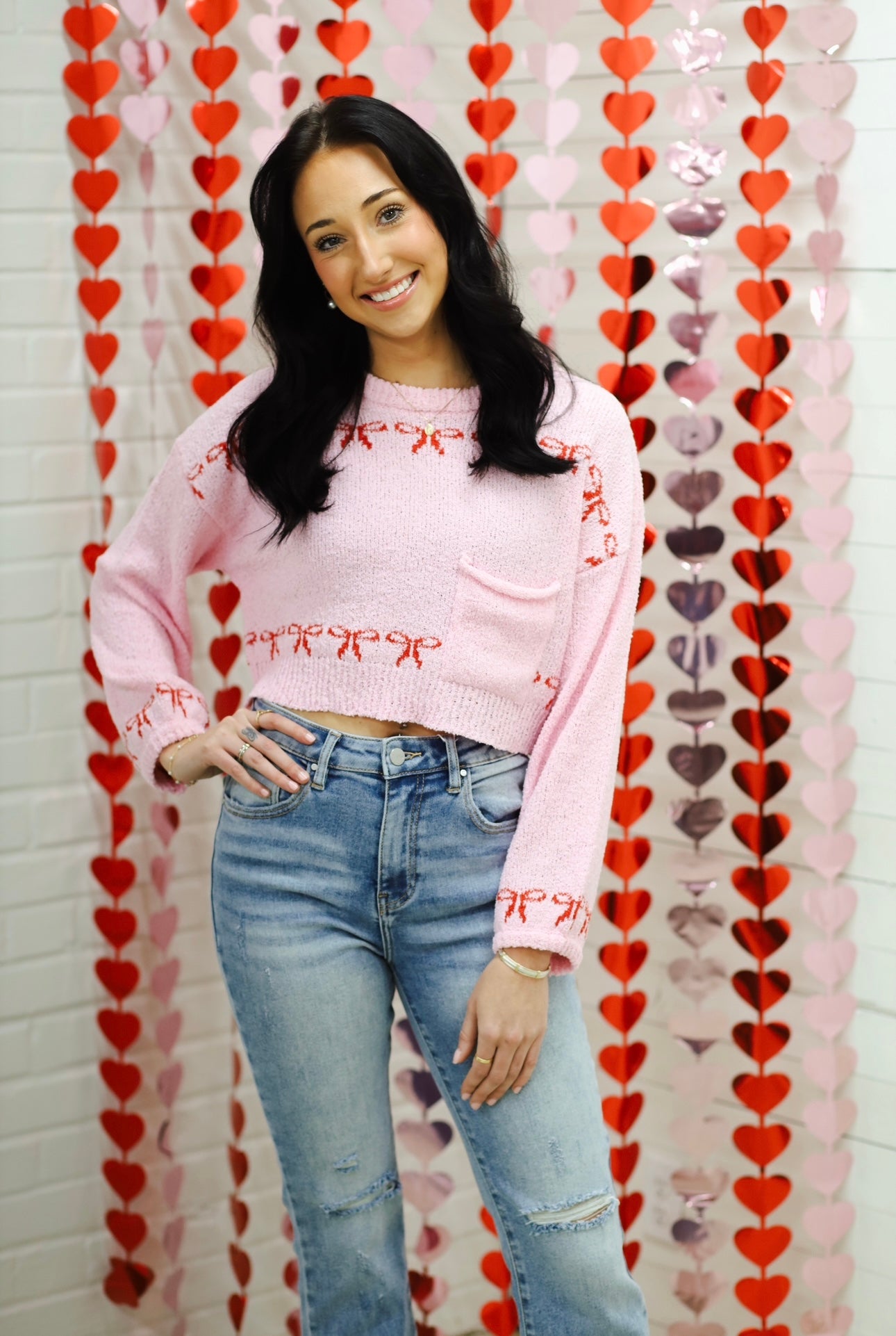 Lovey Bow Sweater, PINK