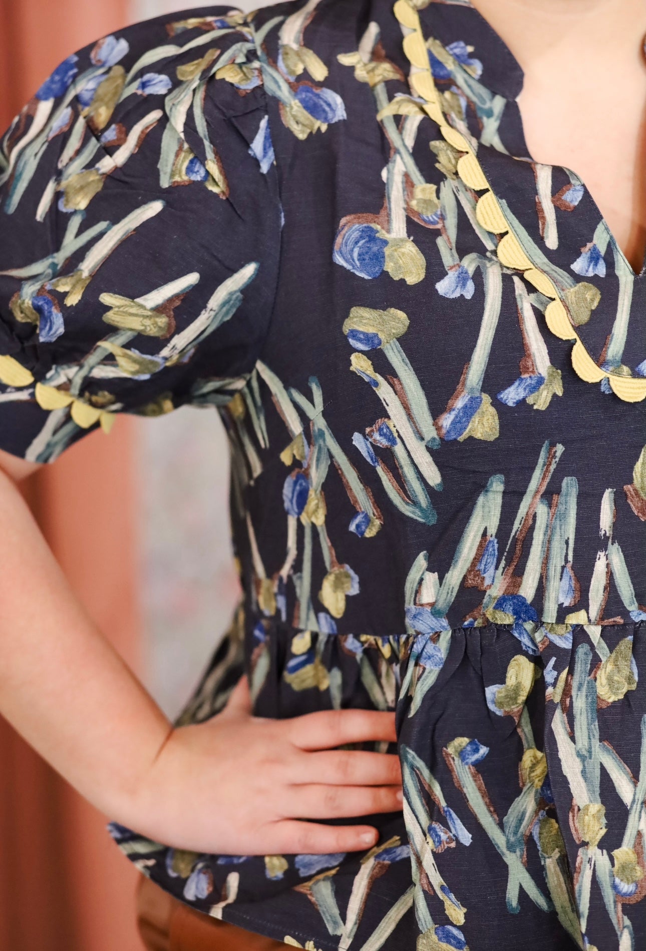 PLUS SIZE Ellie Floral Top, NAVY