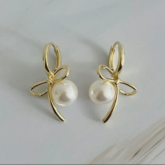 Pearl Drop Earrings, GOLD