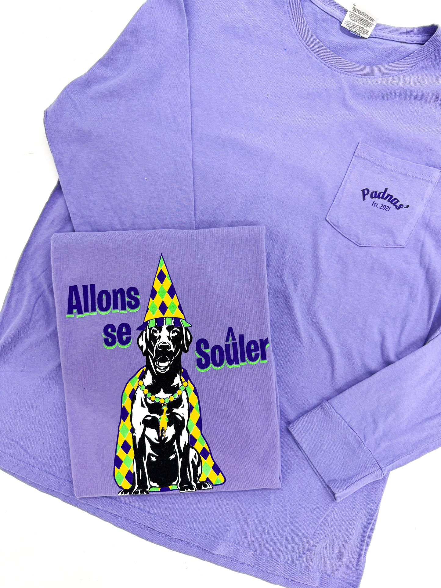 Padnas’ Long Sleeve Mardi Shirt, PURPLE & WHITE