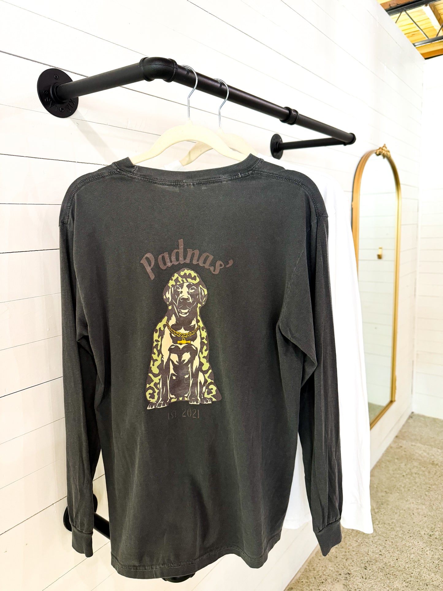 Padnas’ Long Sleeve Shirt, GREY & WHITE