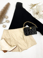 PLUS SIZE Meredith Leather Shorts, BEIGE