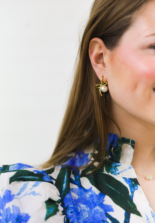 Pearl Drop Earrings, GOLD