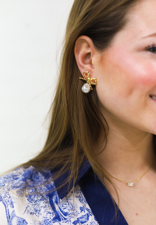 Antique Bow Earring, GOLD