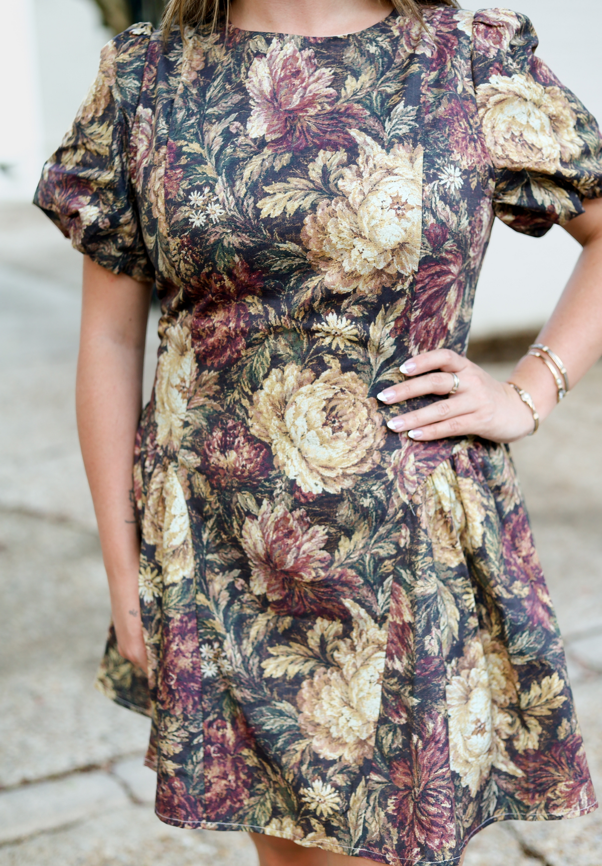 Sabrina Dress, BROWN MULTI